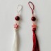 Парные подвески - белая и вишнево-красная - шелковой кистью, украшенные вишневыми бусинами