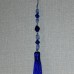 Подвеска брелок с синей шелковой кистью, украшенная стеклянными бусинками